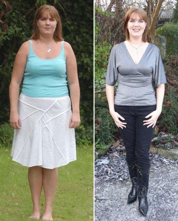 Žena prije i poslije mršavljenja na kefir dijeti